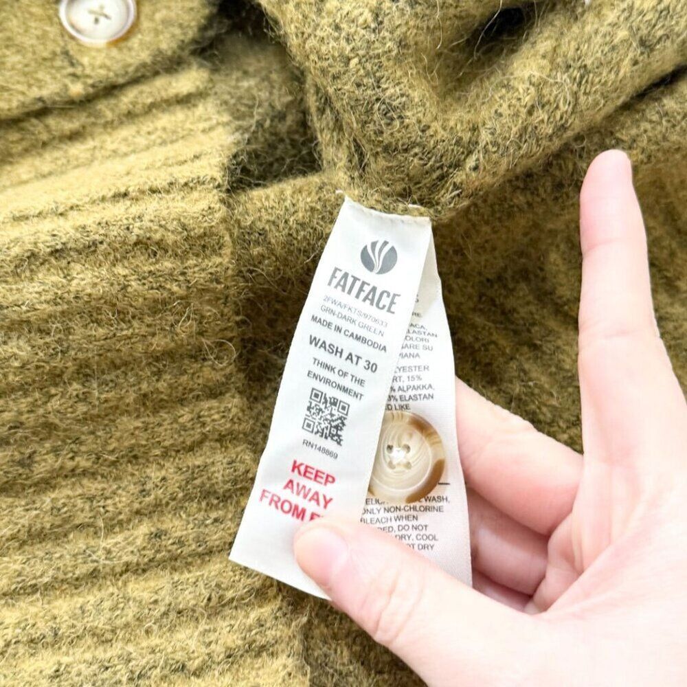 Women Fatface V Neck Alpaca Wool Blend Sacha Longline Jumper Dark Mustard Size 4 - Picture 8 of 9